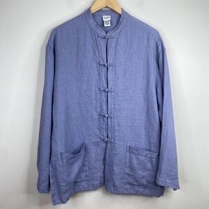 Eileen Fisher Linen Coat MP Cardigan Mandarin Button Minimalist Lagenlook Easter